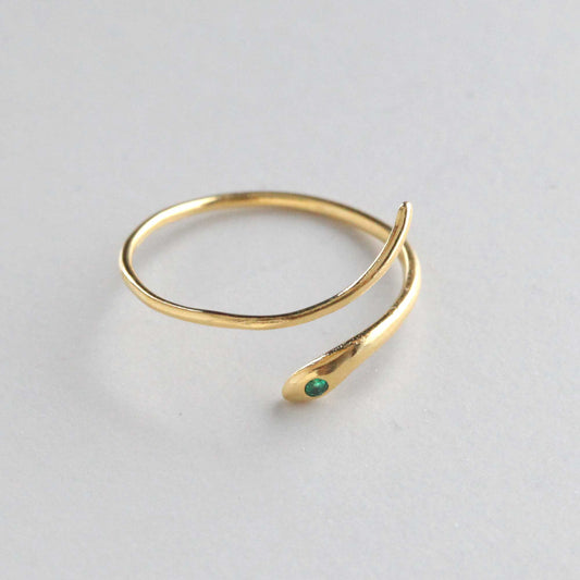 Snake Green Eyes Rhinestone Stackable Ring