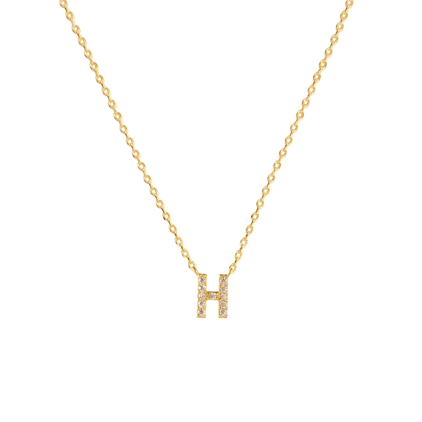 Tiny Initial Cubic Zirconia Pendant Necklace
