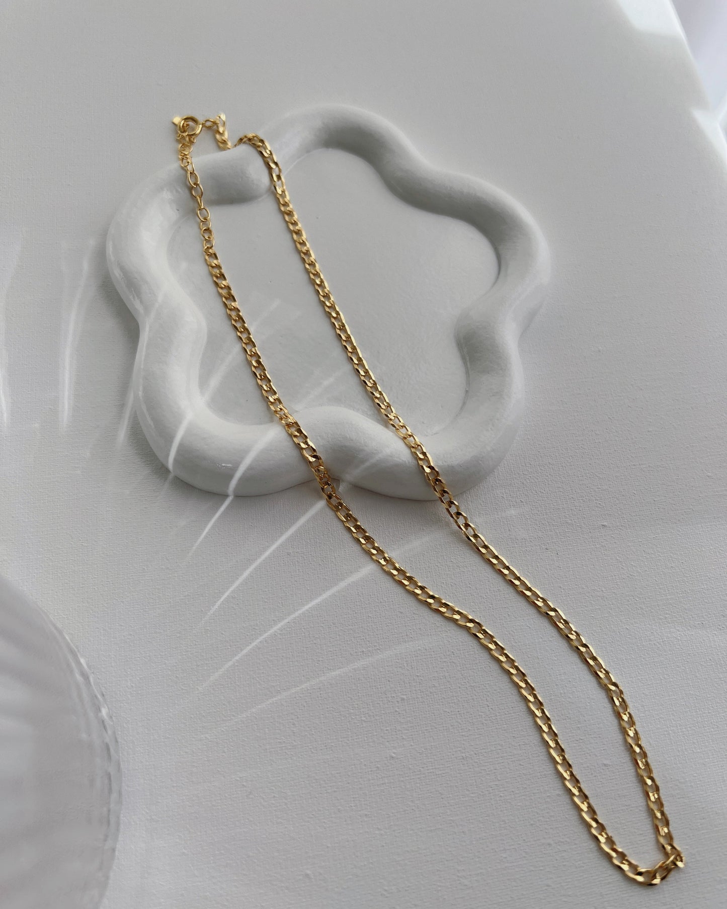 Flat Curb Chain Solid Silver Necklace