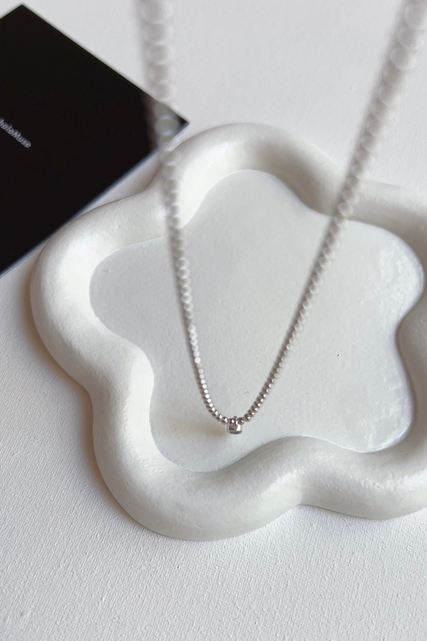 Tiny Dot Ball Chain CZ Bezel Charm Necklace