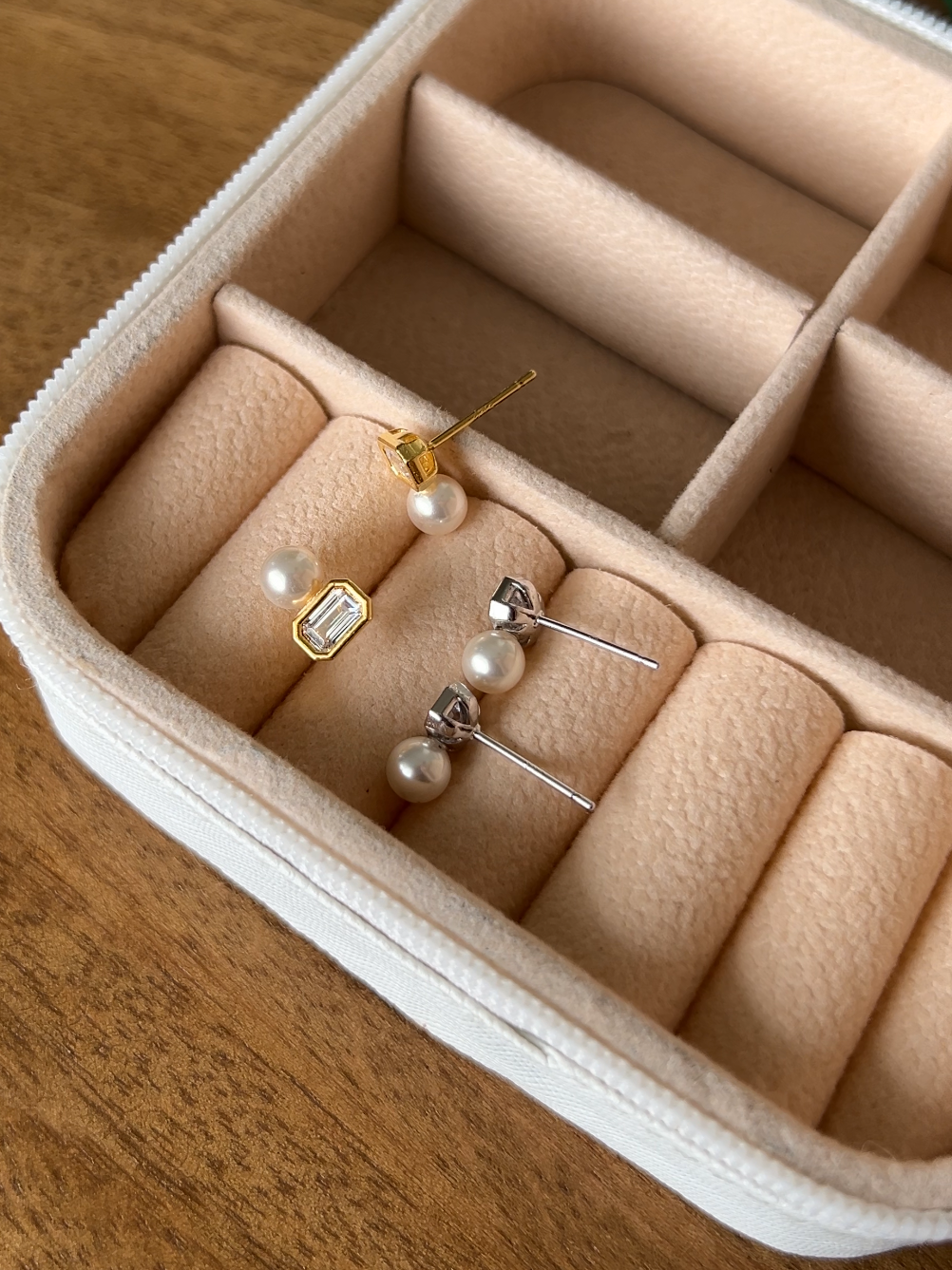 Swarovski Pearl Square Cubic 5mm Stud Earrings