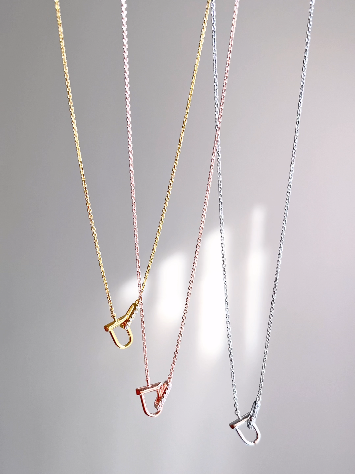Interlock D Link Chain Linked CZ Necklace