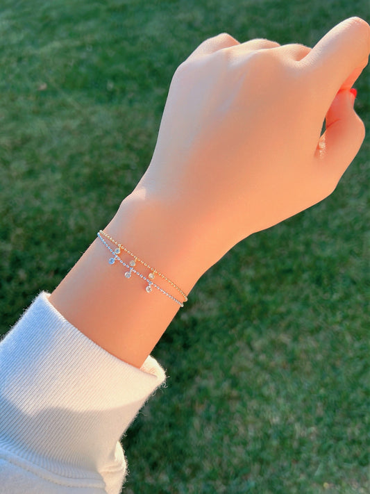 Tiny Dot Ball Chain Bezel CZ Bracelet