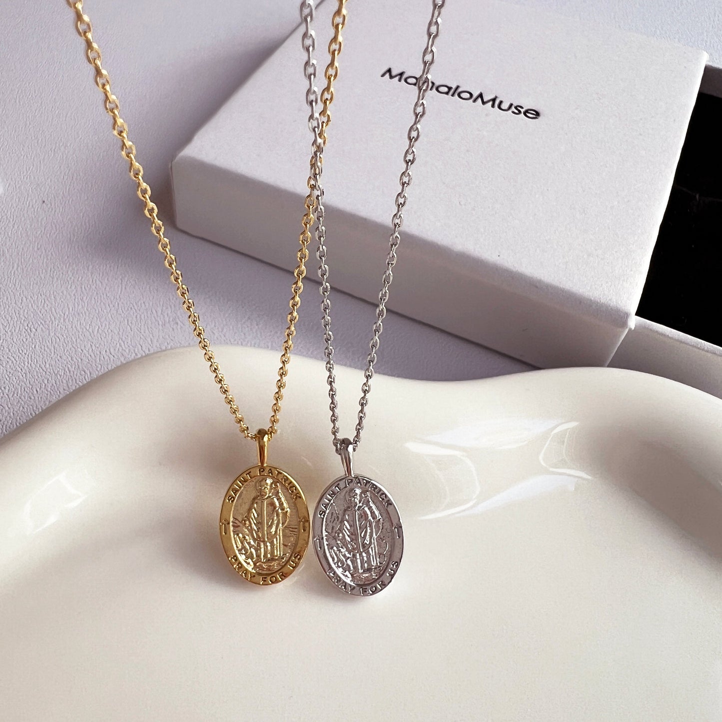 Medallion Pray For Us St Patrick Necklace