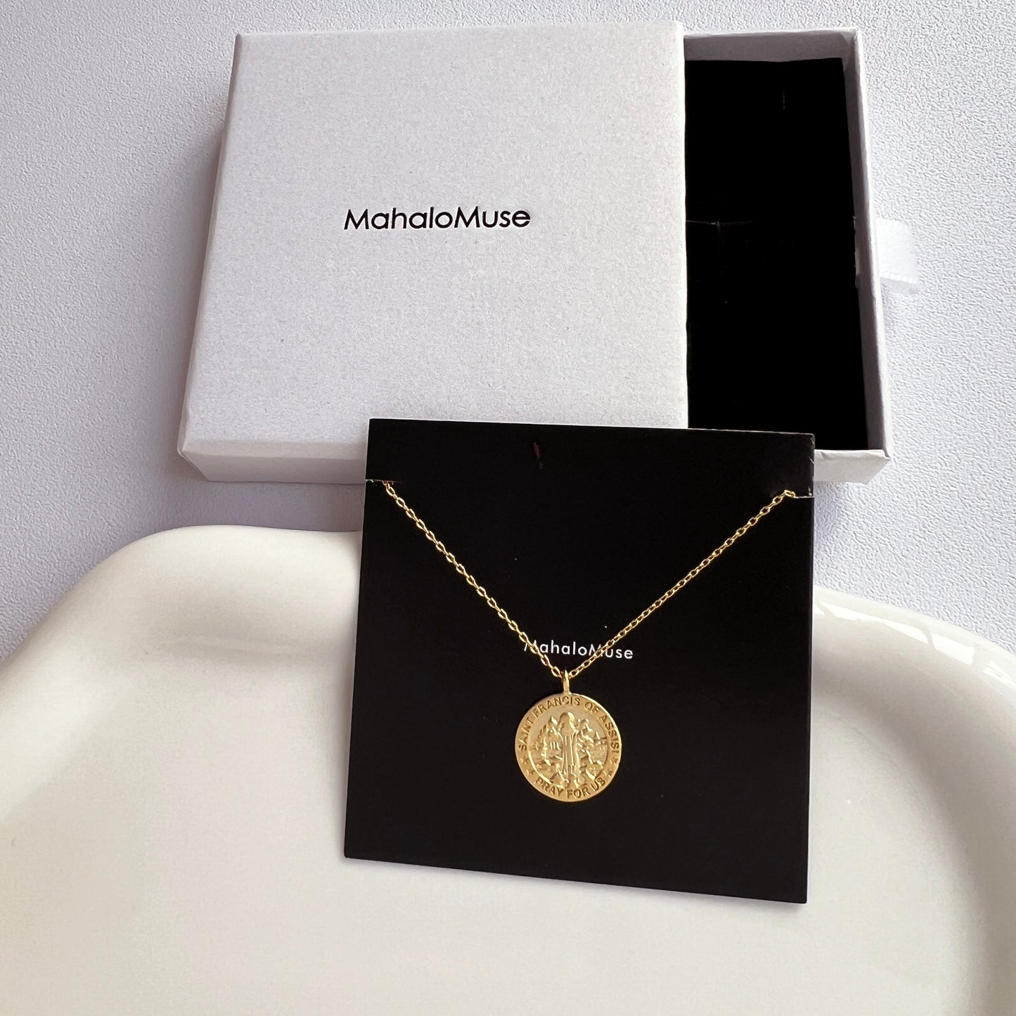 Medallion Pray For Us St Francis Necklace
