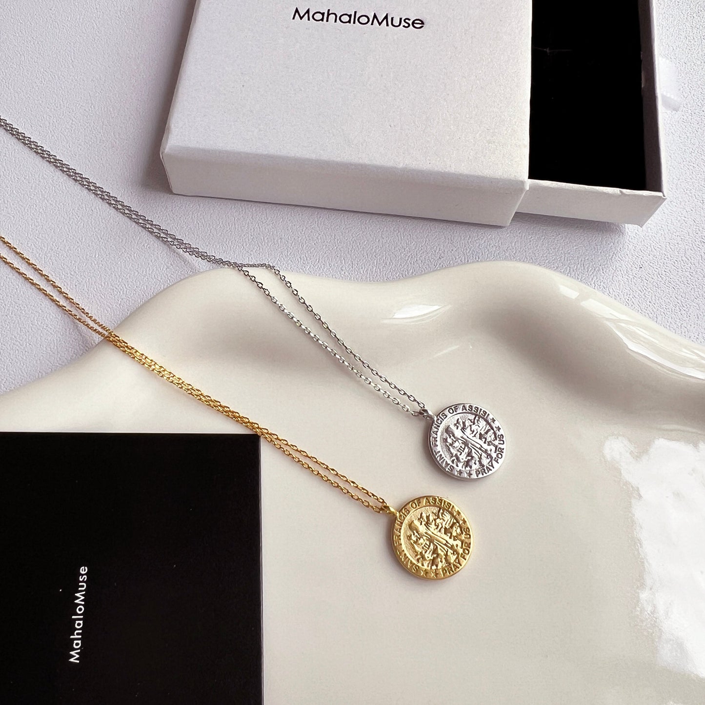 Medallion Pray For Us St Francis Necklace
