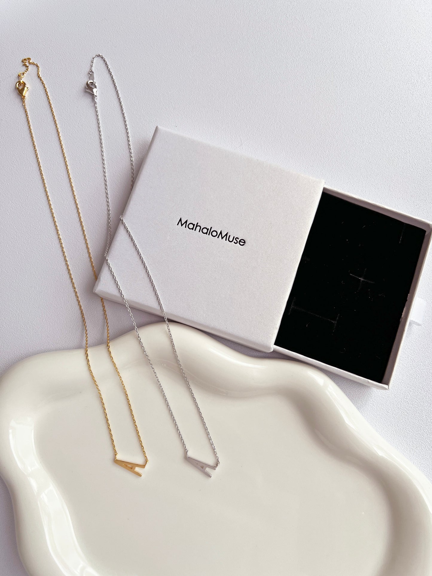 Initial Sideways Alphabet Letter Pendant Necklace