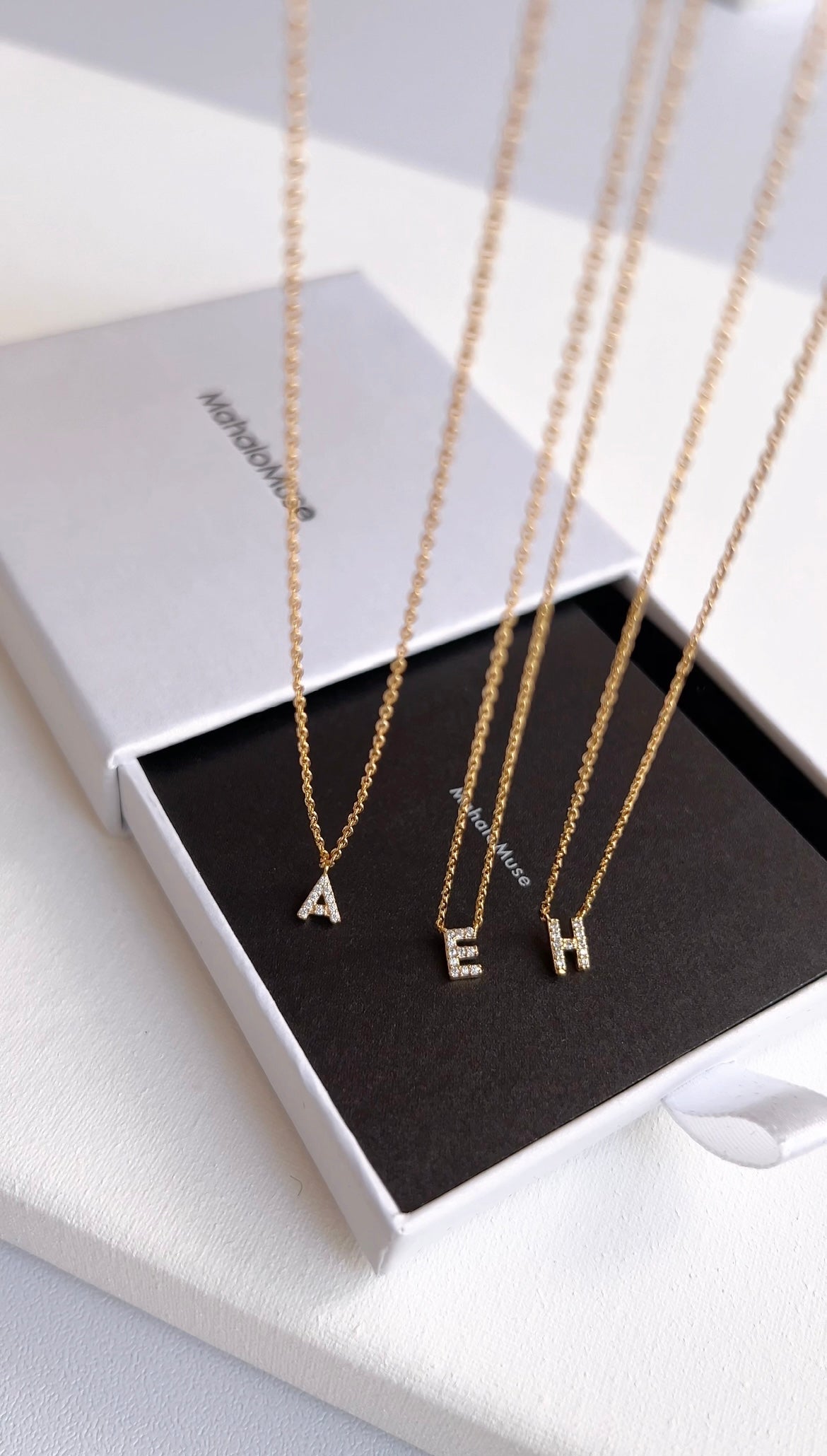 Tiny Initial Cubic Zirconia Pendant Necklace