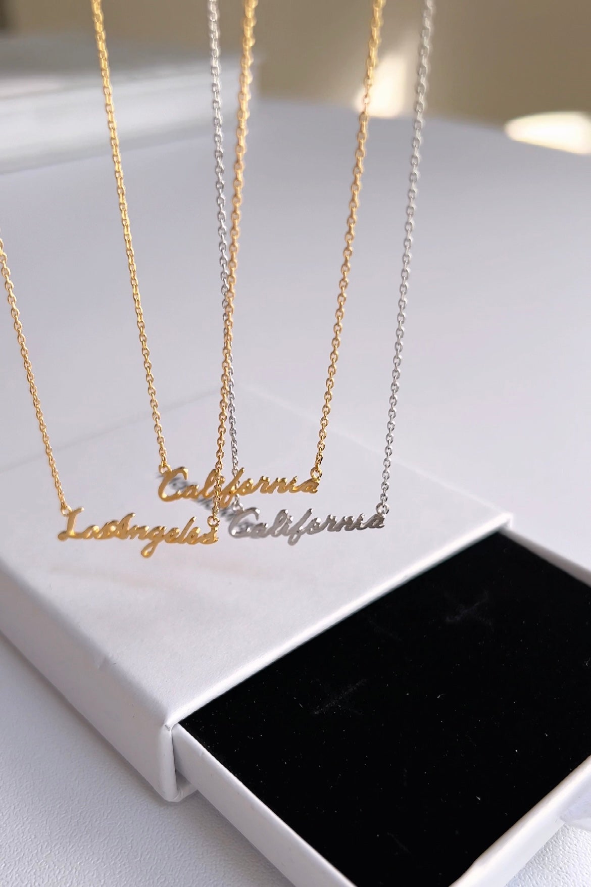California Cursive Handwritten Letter Pendant Necklace