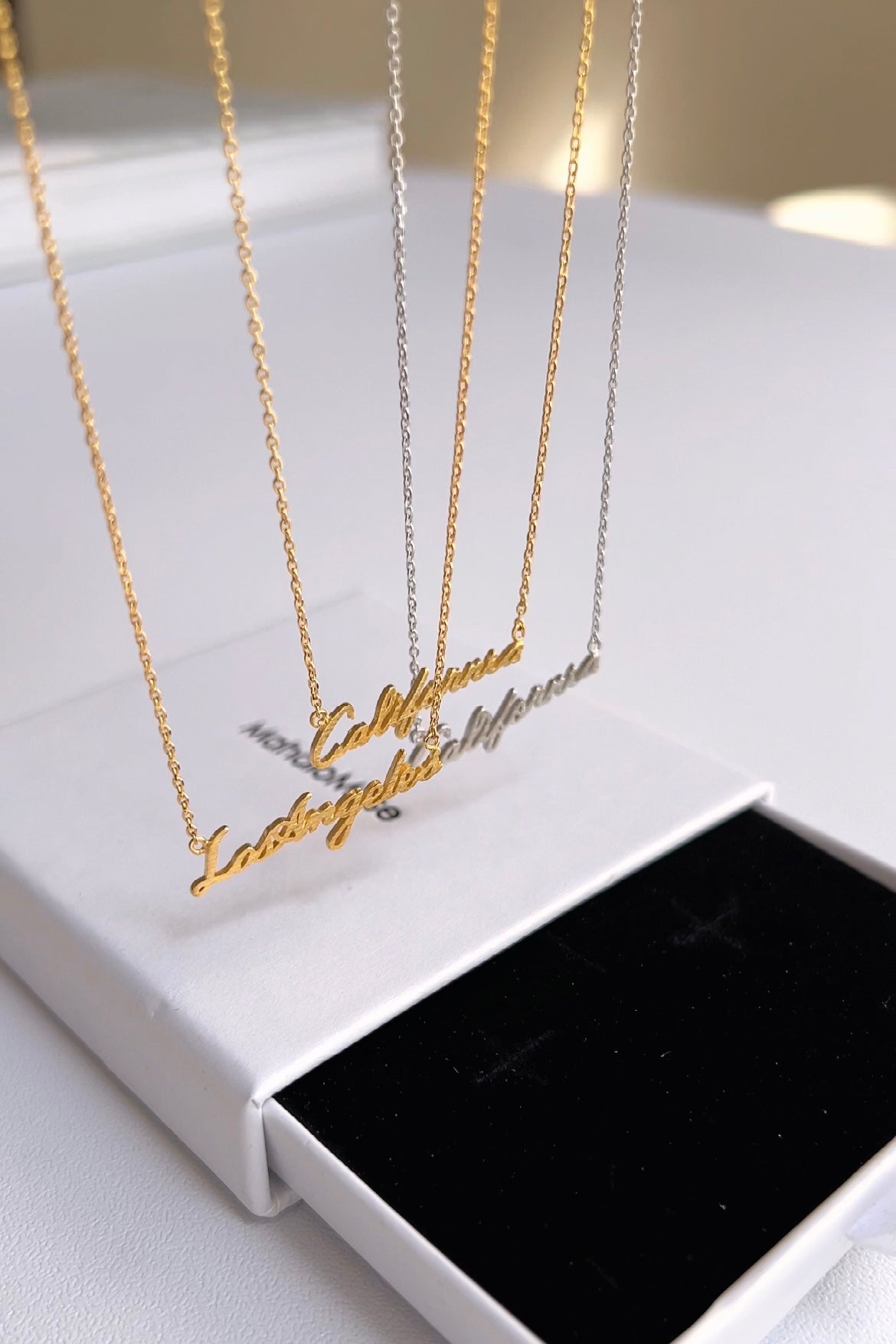 California Cursive Handwritten Letter Pendant Necklace