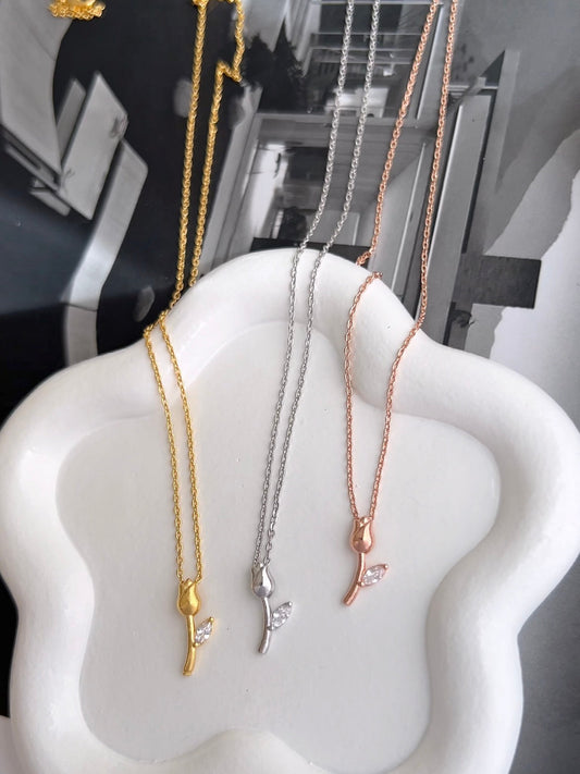 Tulip Cubic Zirconia Pendant Necklace