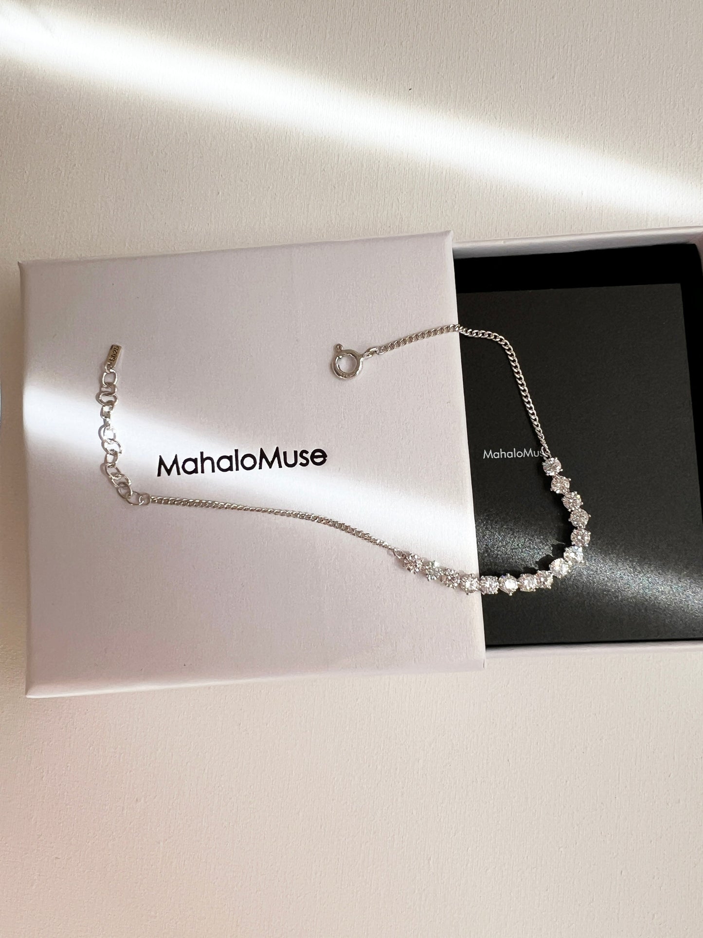 Tennis Cubic Zirconia Chain Bracelet 925 Silver