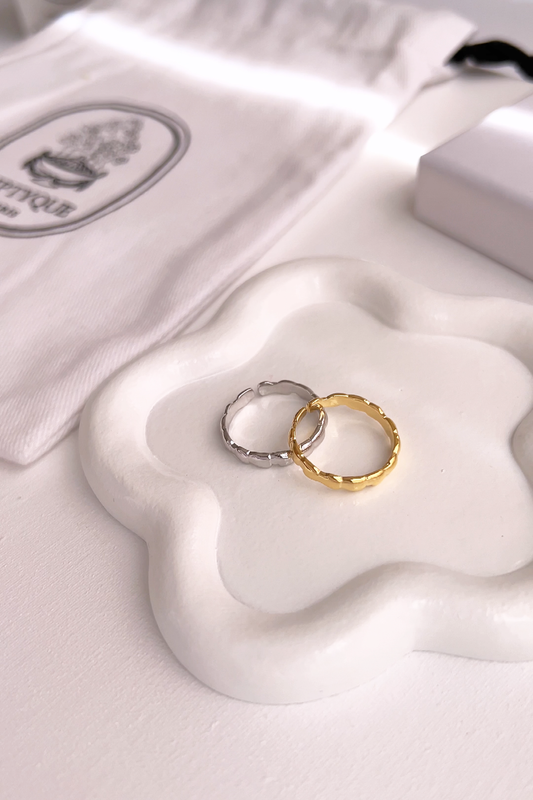 Geometric Bamboo Adjustable Band Ring