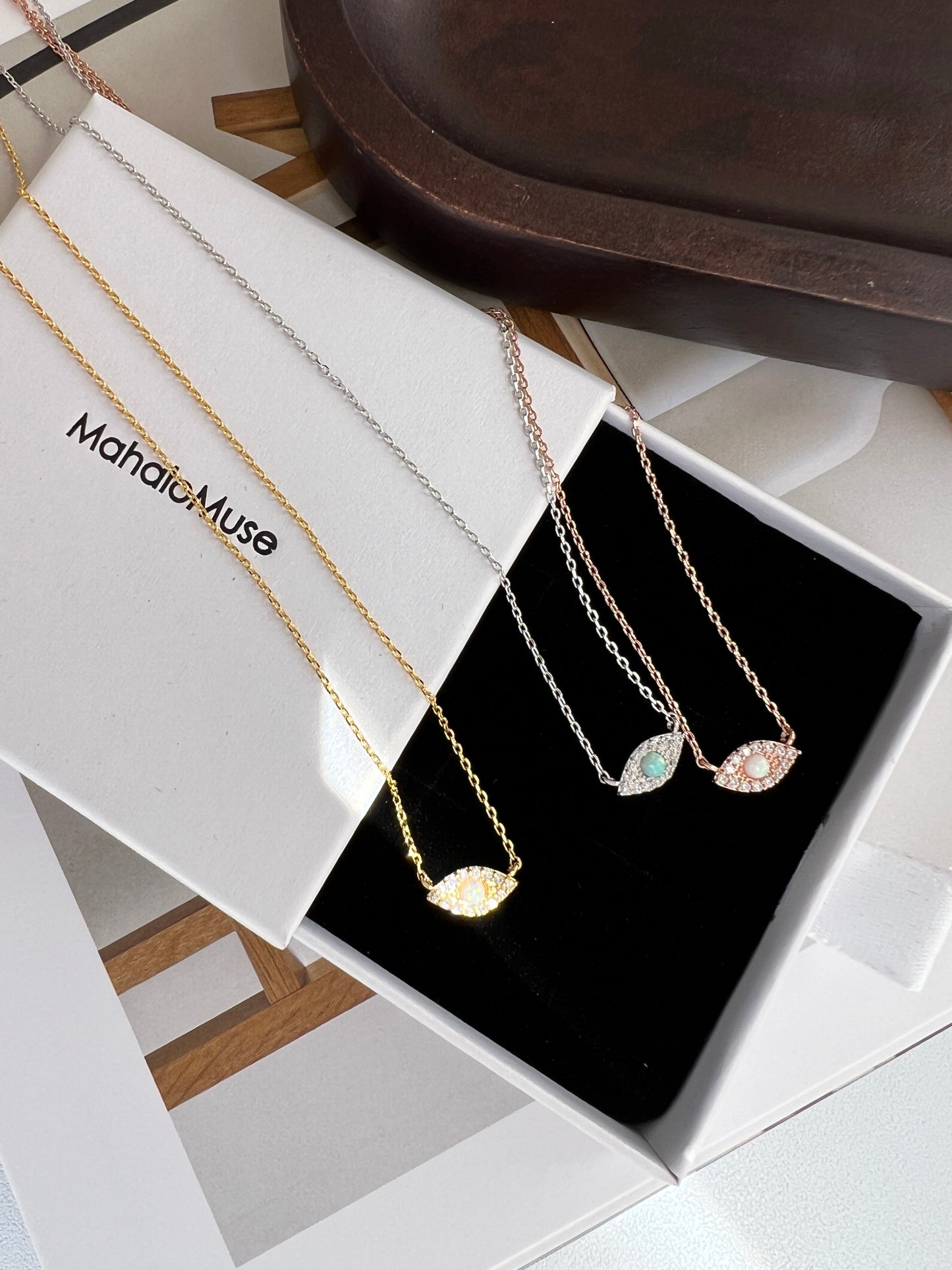 Hamsa Eye Cubic Zirconia Pendant Necklace