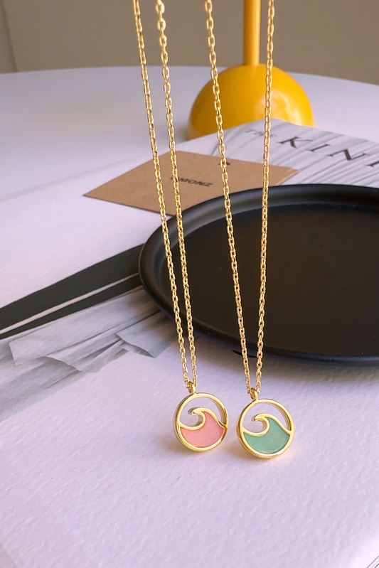 Beach Wave Disc Gemstone Necklace