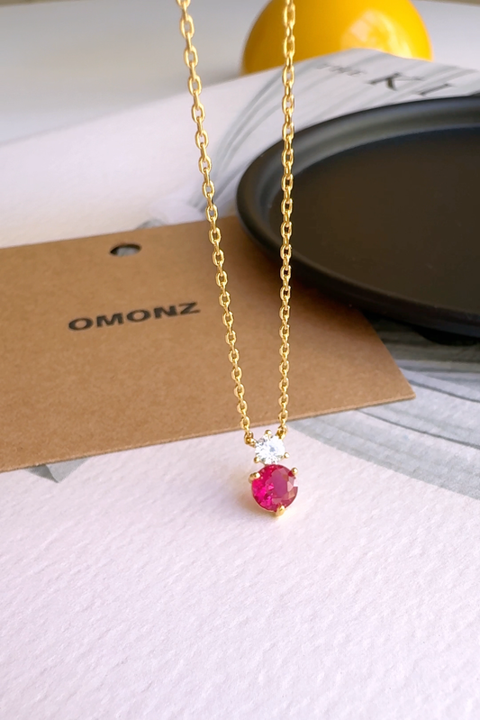 Birthstone with Cubic Zirconia Bezel Pendant Necklace