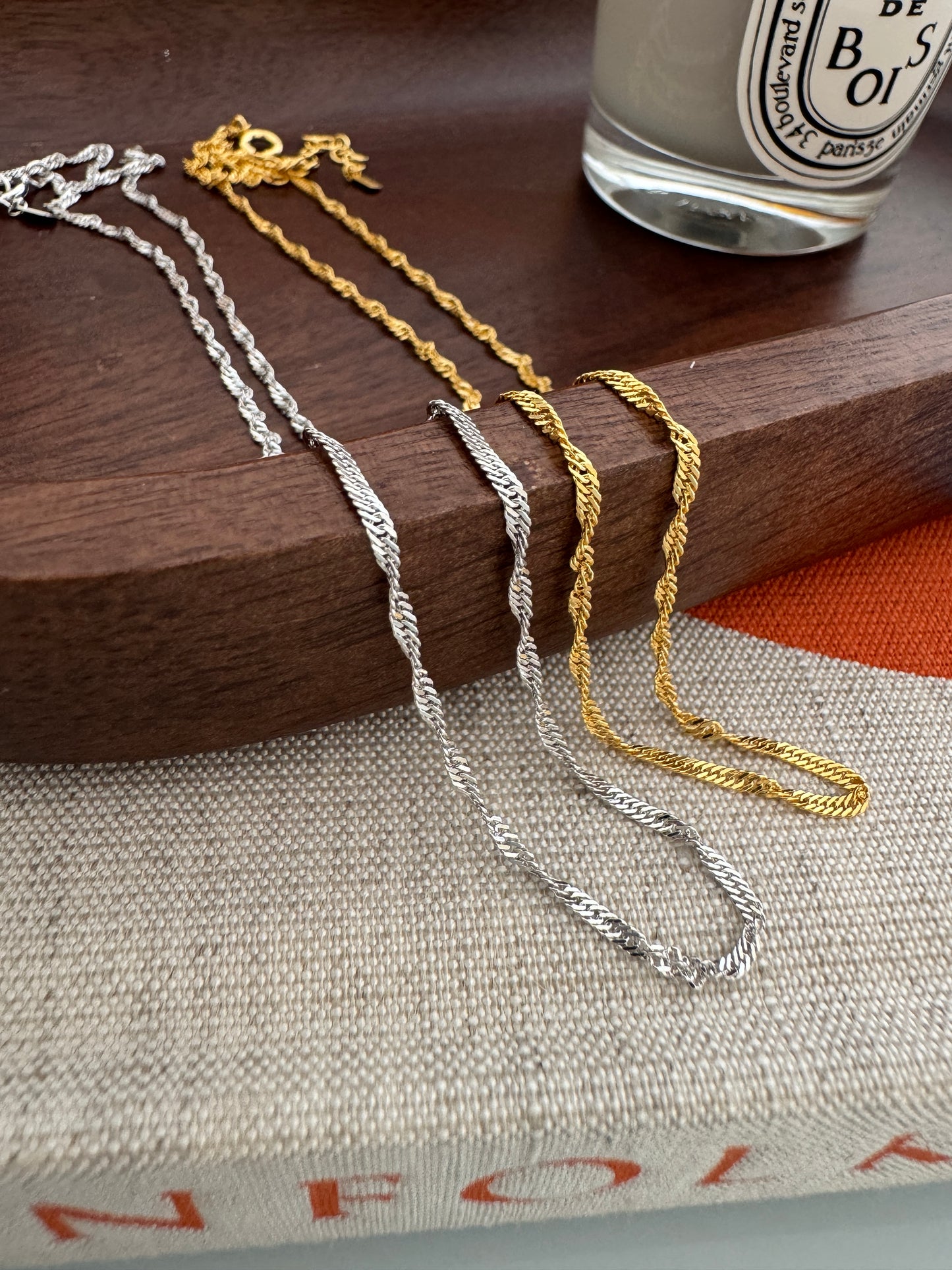 Twisted Chain Thin Rope Solid Silver Necklace