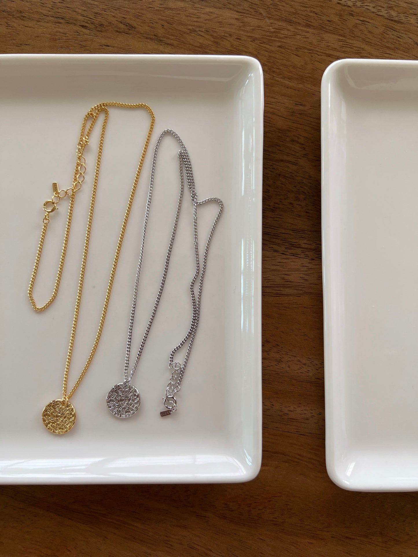 Medallion Coin Disc Charm Vine Chain Necklace