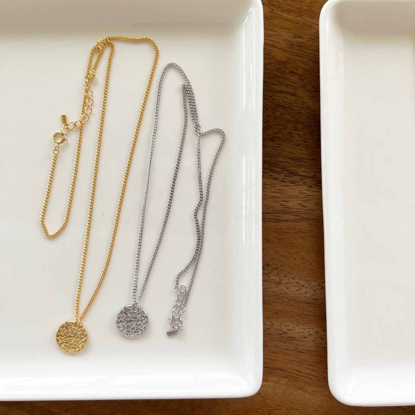 Medallion Coin Disc Charm Vine Chain Necklace