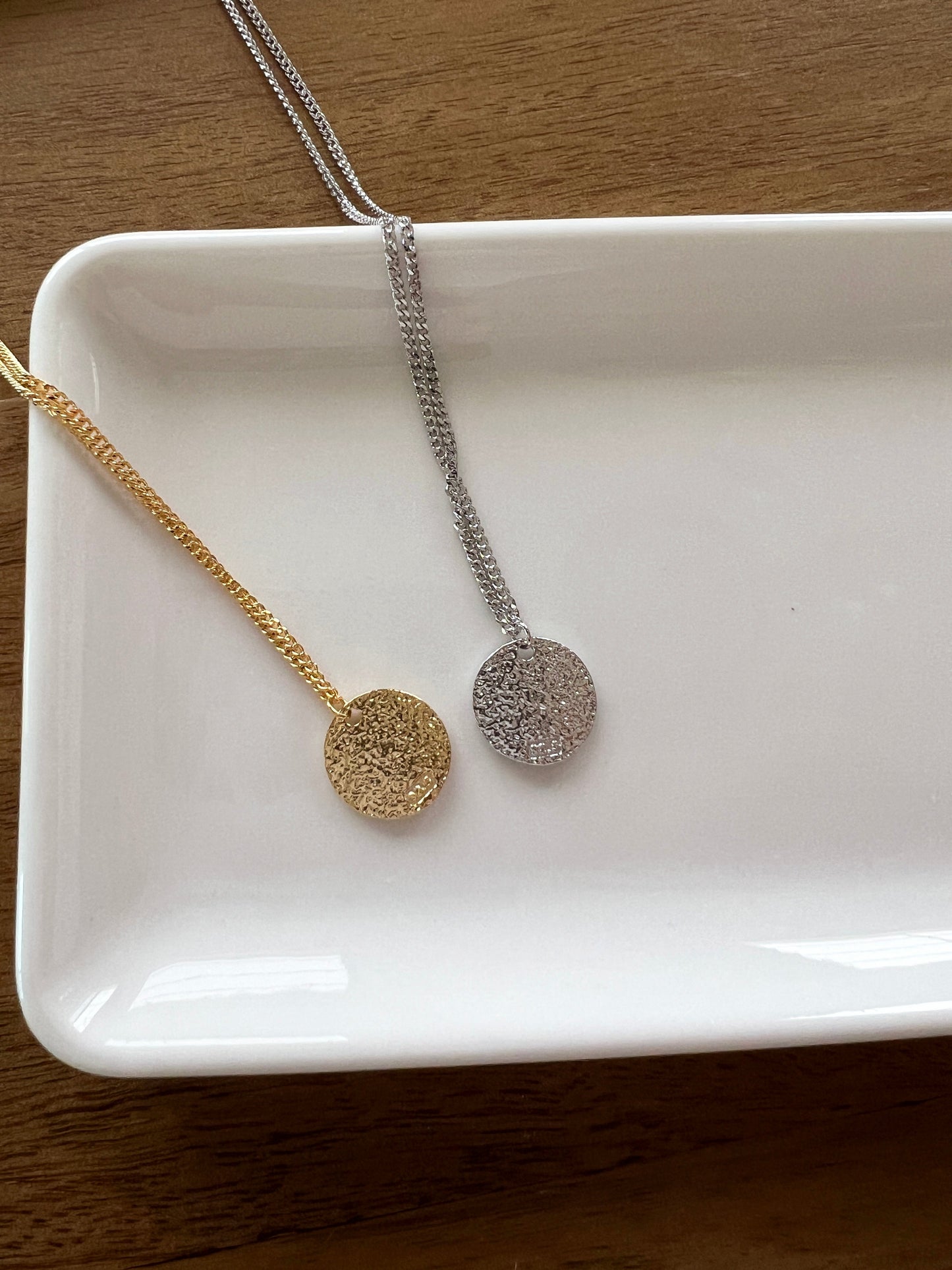 Medallion Coin Disc Charm Vine Chain Necklace