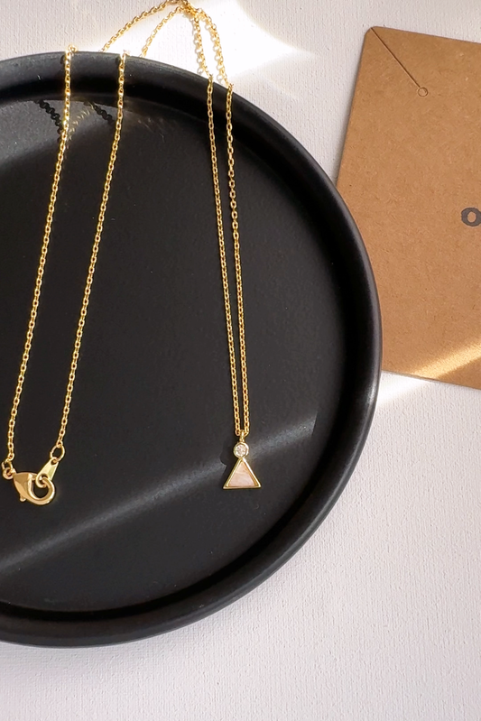 Triangle Opal CZ Stone Necklace
