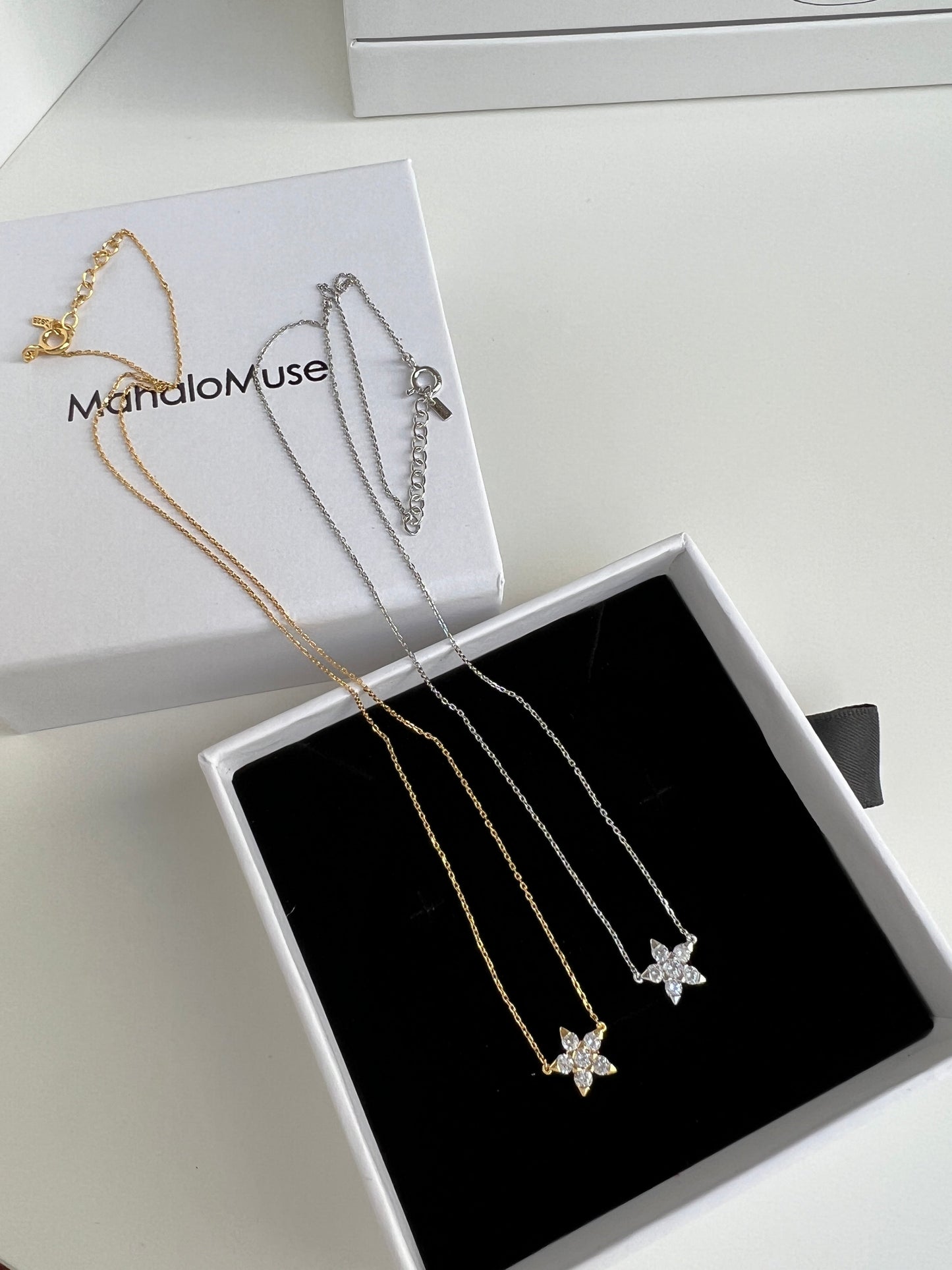 Five Leaves Flower CZ Necklace