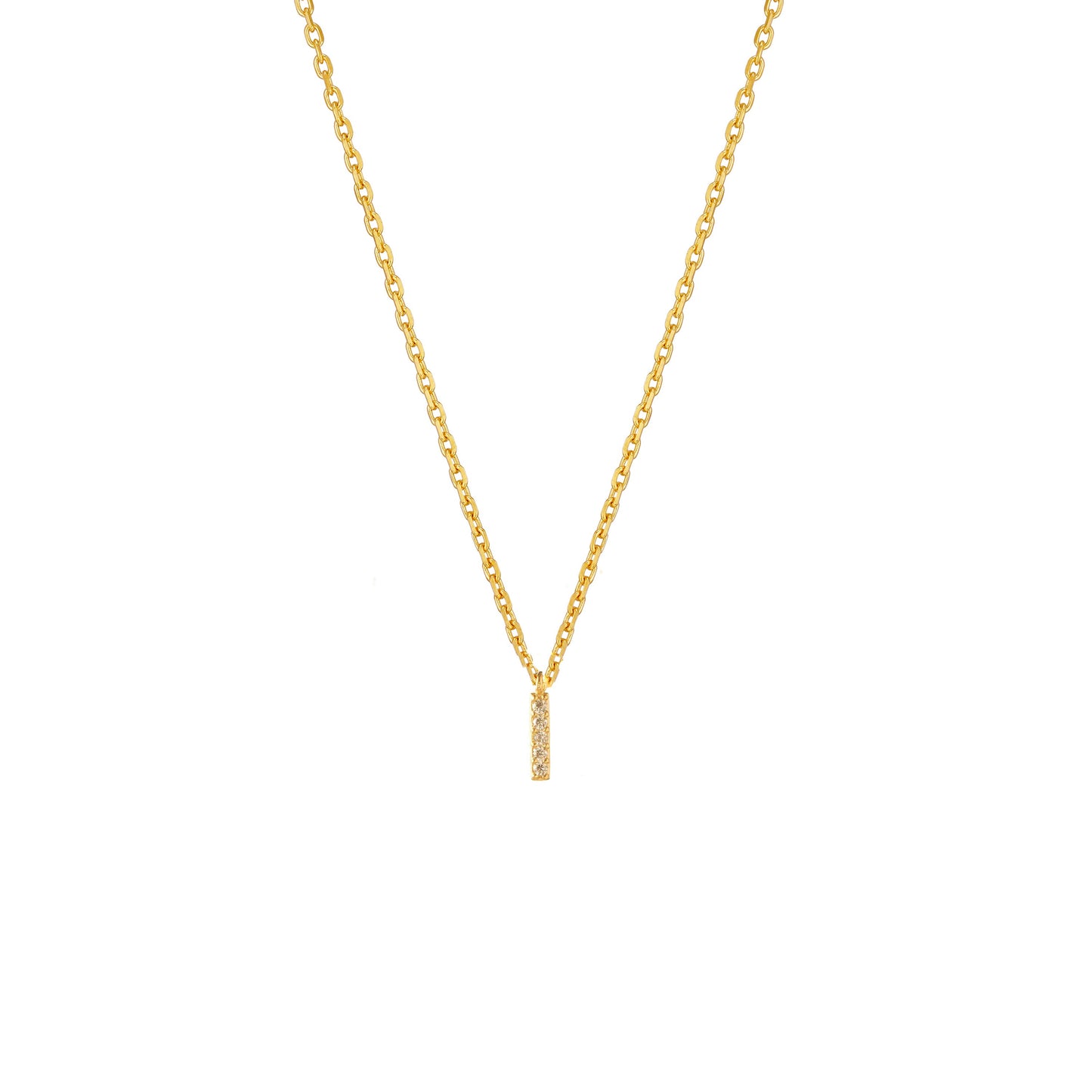 Tiny Initial Cubic Zirconia Pendant Necklace