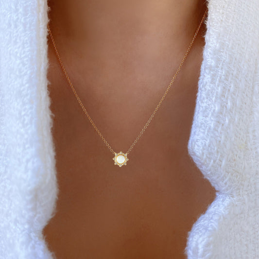 Opal Cubic Zirconia CZ Gemstone Necklace