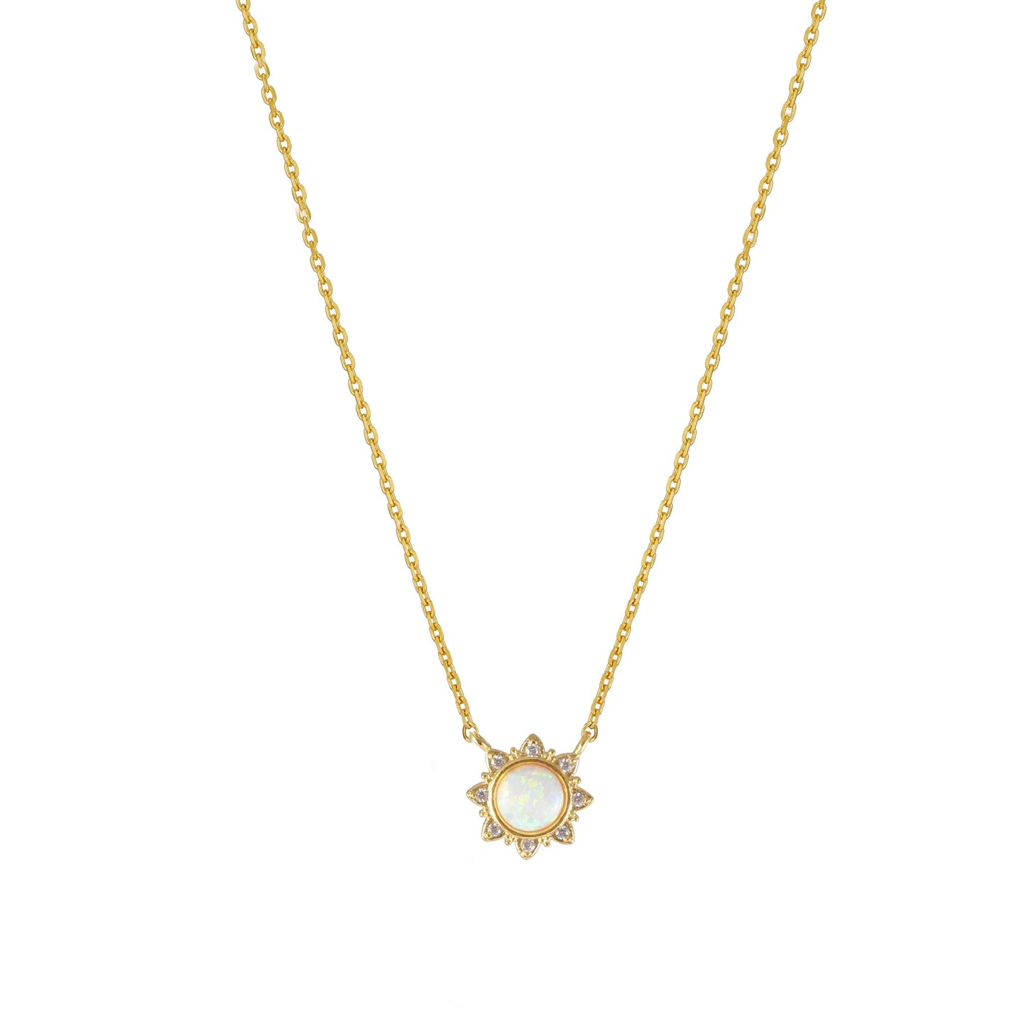 Opal Cubic Zirconia CZ Gemstone Necklace