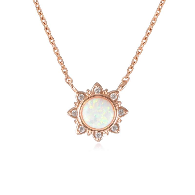 Opal Cubic Zirconia CZ Gemstone Necklace