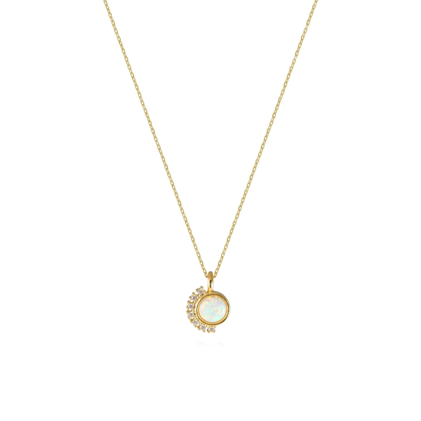 Gemstone Stud Half Cubic Zirconia Stone Necklace