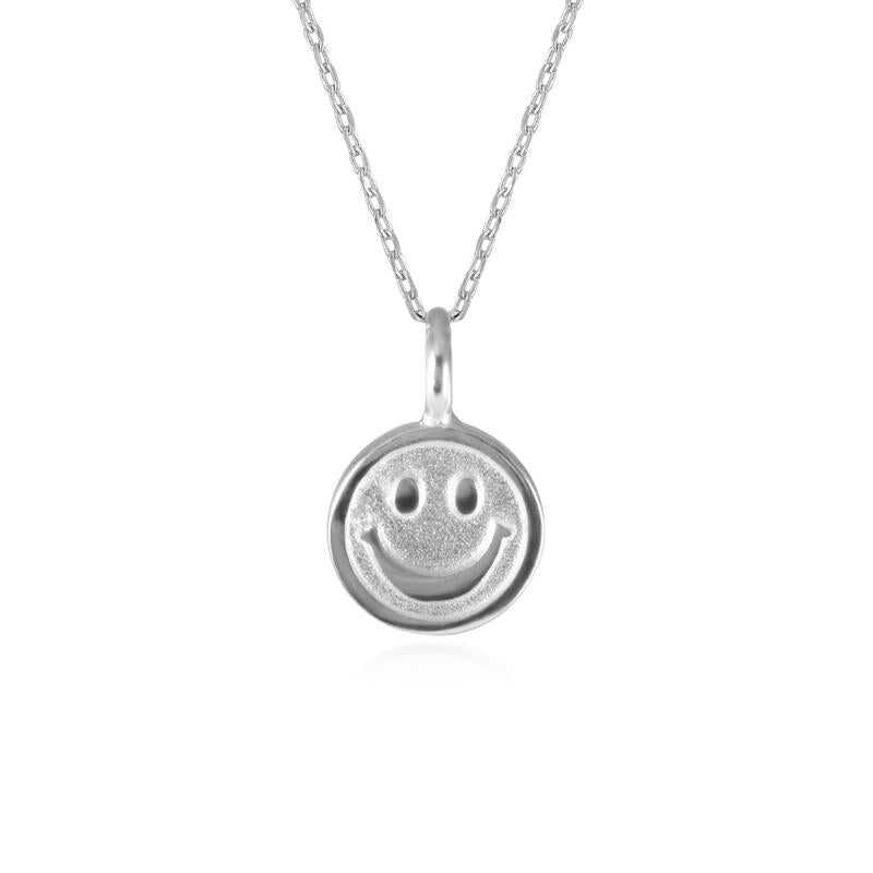 Smiley Face Coin Disc Necklace 18K Gold Dipped
