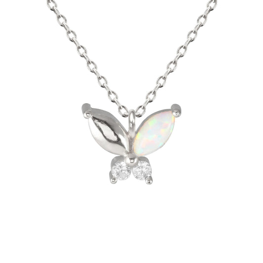 Butterfly Opal Cubic Zirconia Stone Necklace