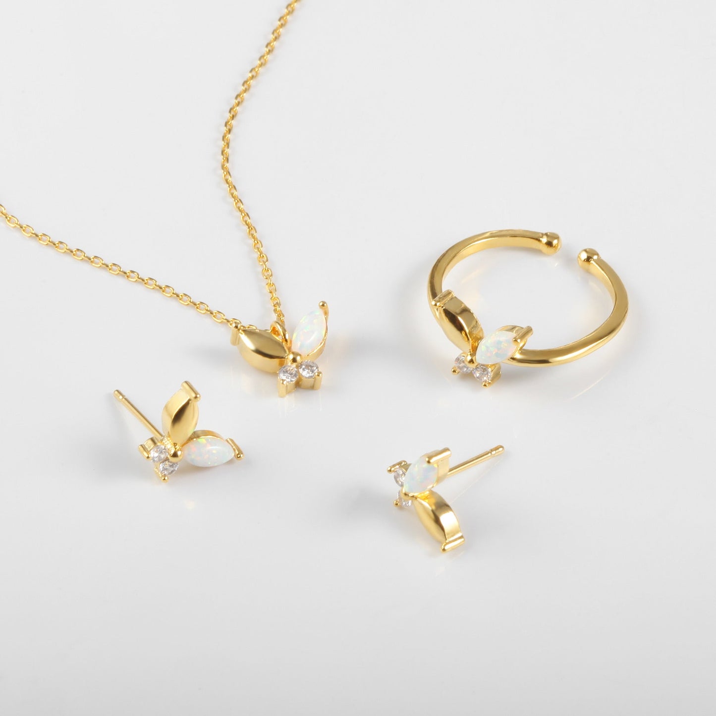 Butterfly Opal Cubic Zirconia Stone Necklace