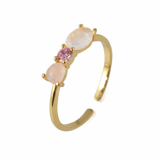 Opal Gemstone Pink 3 Stud Ring