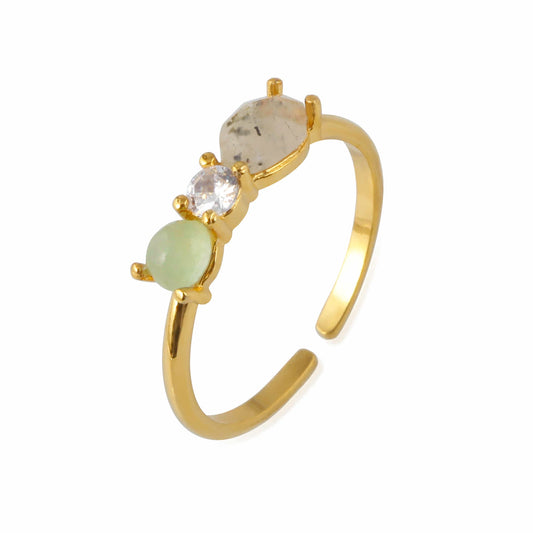 Opal Gemstone Green 3 Stud Ring