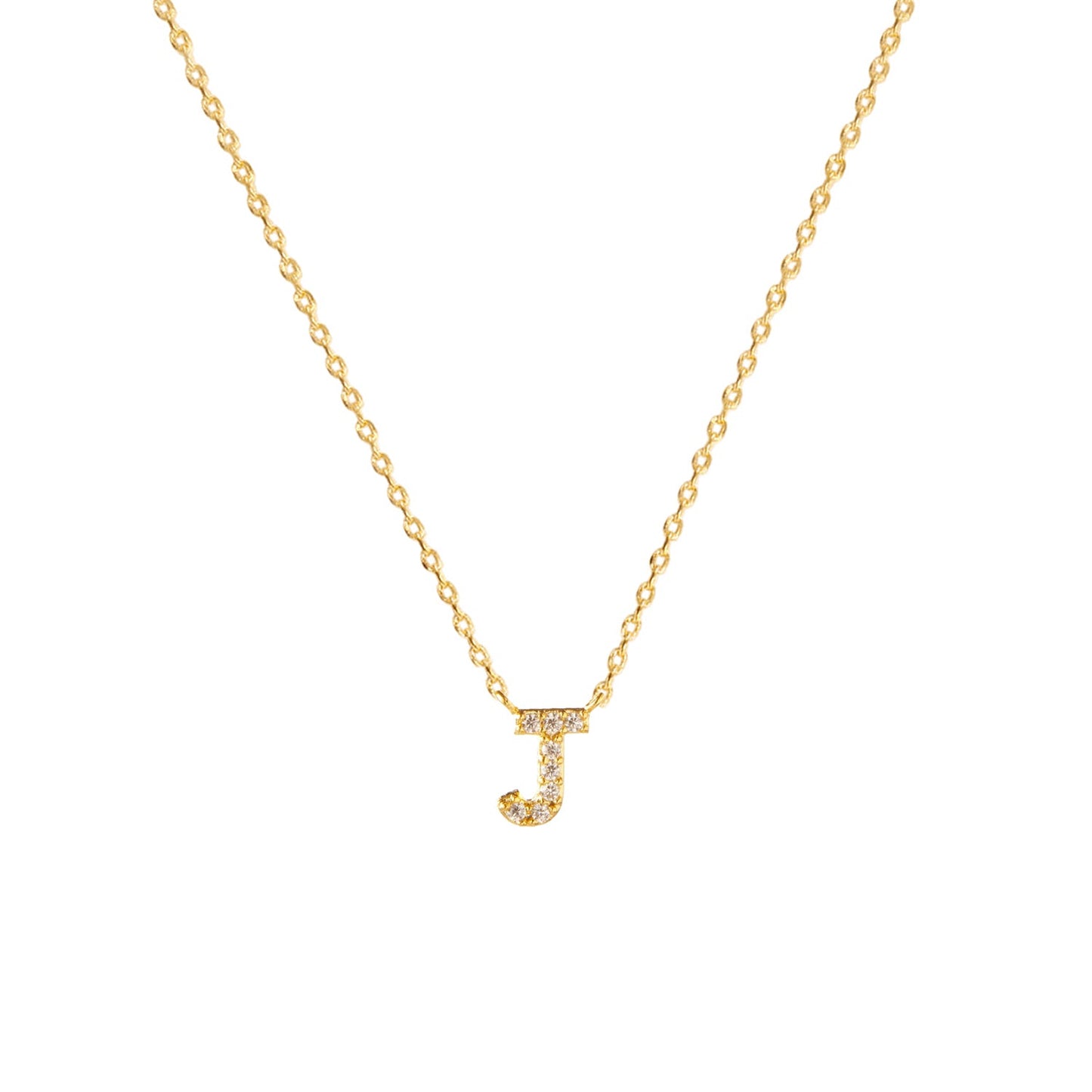 Tiny Initial Cubic Zirconia Pendant Necklace