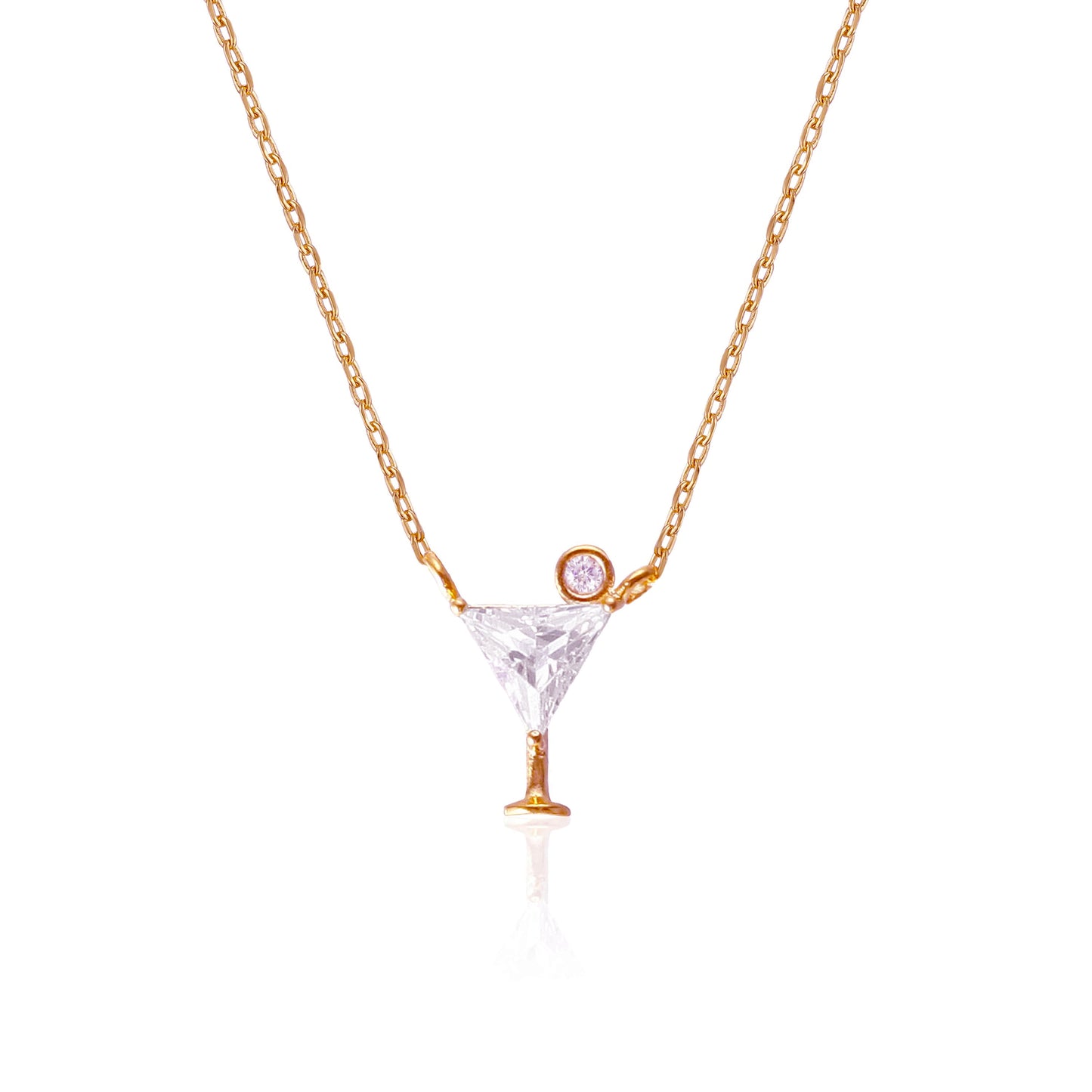 Cocktail Martini Glass Crystal Necklace