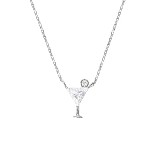 Cocktail Martini Glass Crystal Necklace