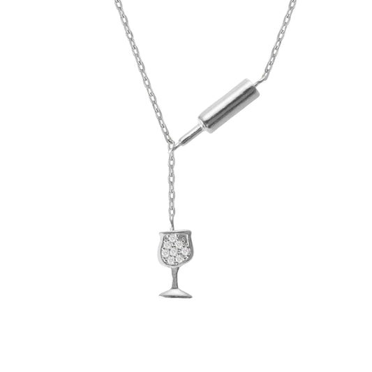 Wine Glass Cubic Zirconia Necklace