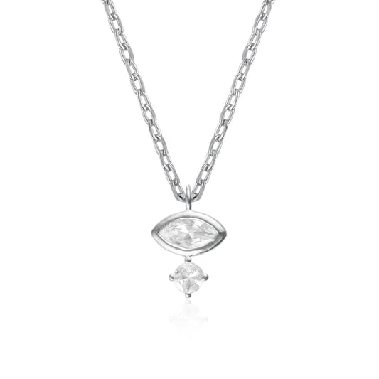 2 CZ Stone Solitaire Necklace