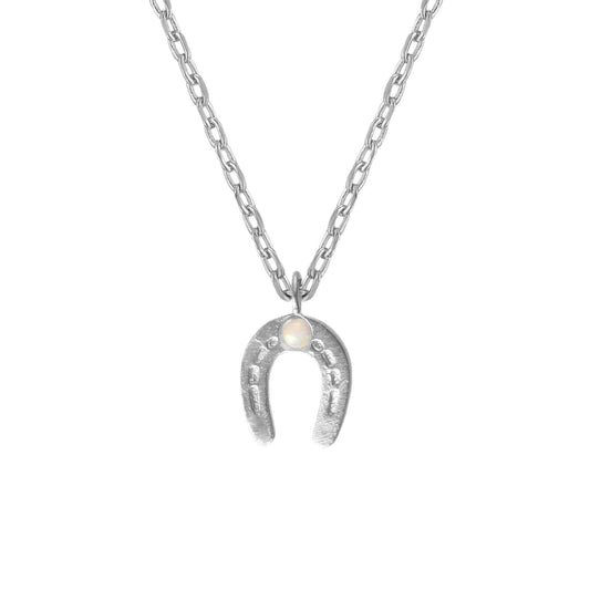 Horseshoe with Opal Stud Necklace