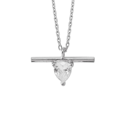 T Bar Cubic Zirconia Stud Necklace