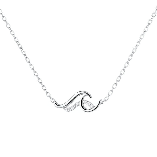 Beach Double Wave Pendant Necklace