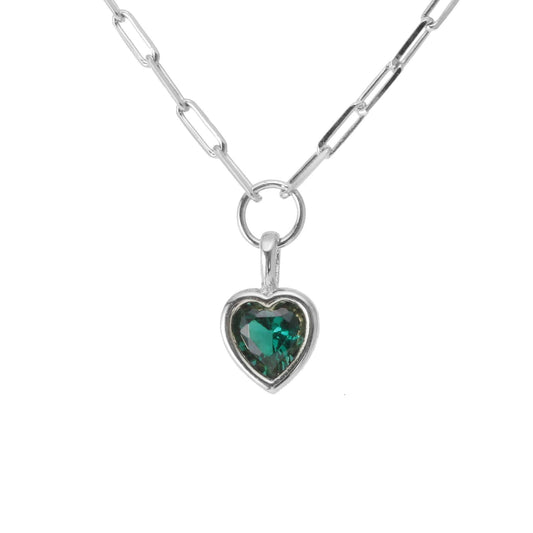 Toggle Green Heart Paperclip Chain Necklace