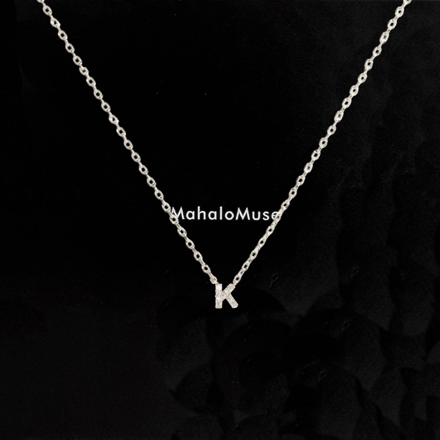 Tiny Initial Cubic Zirconia Pendant Necklace