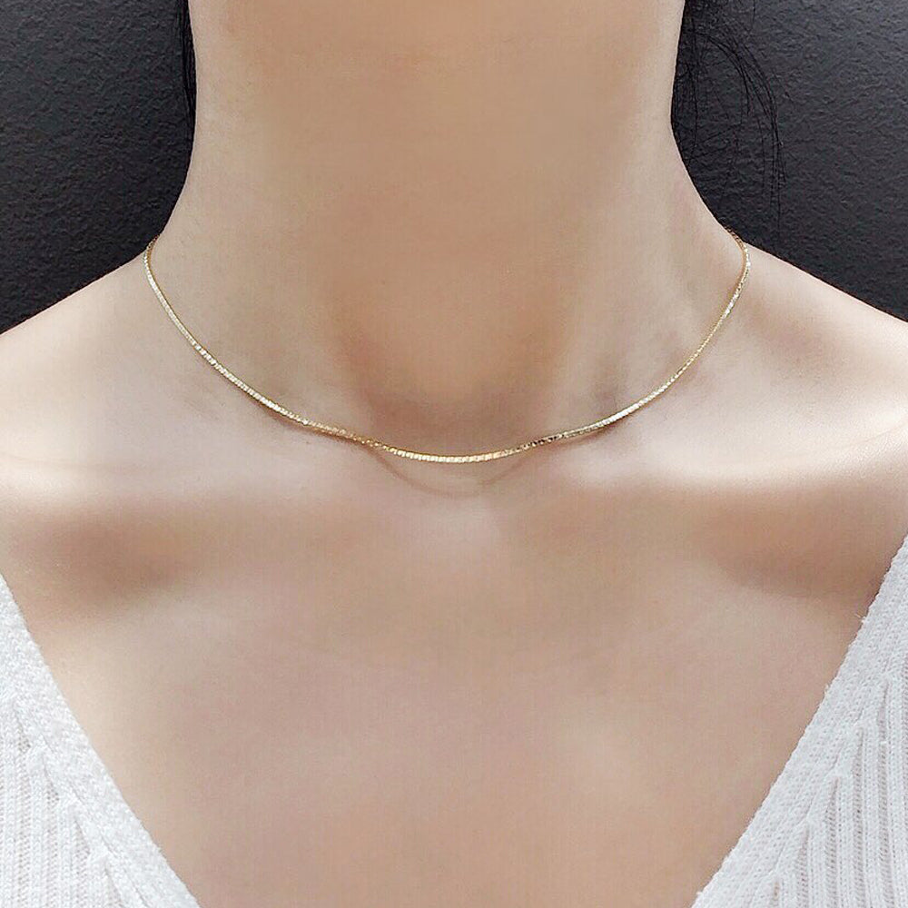 Thin Box Chain Choker 925 Necklace