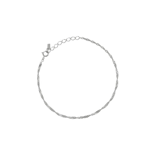 Twisted Chain Thin Rope 925 Silver Bracelet