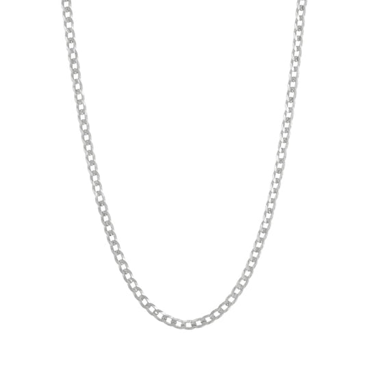 Flat Curb Chain Solid Silver Necklace