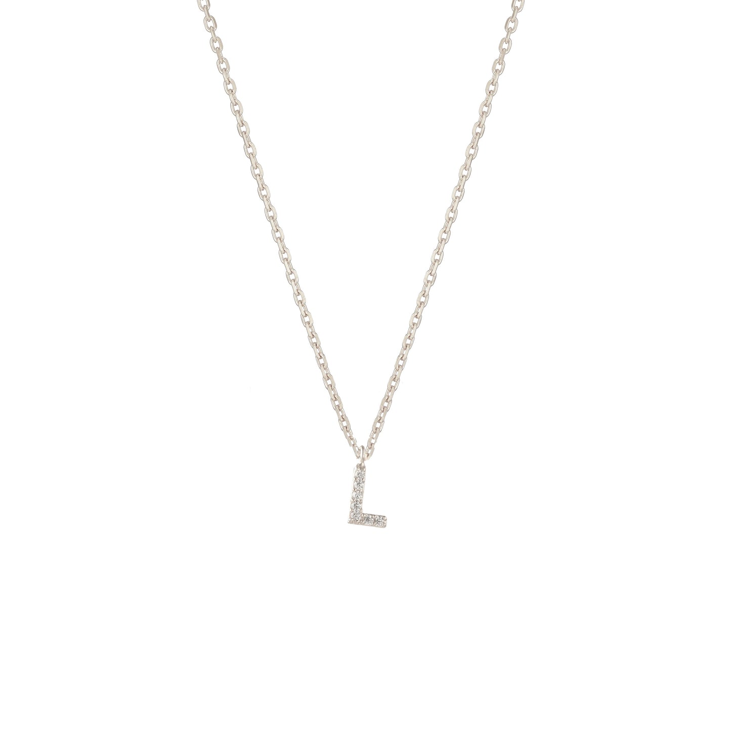 Tiny Initial Cubic Zirconia Pendant Necklace